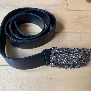 Black belt with stone studded buckle